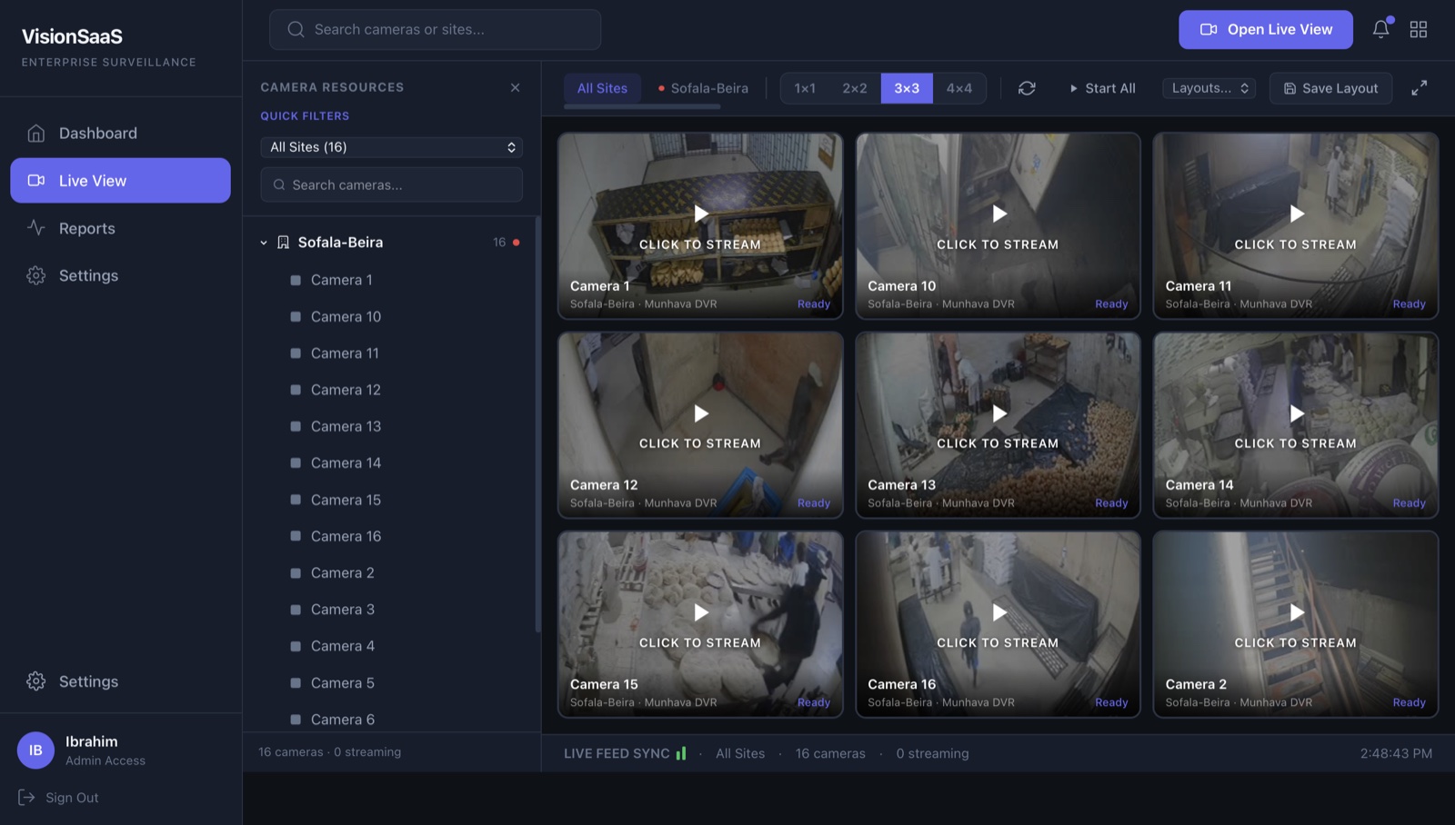 VisionSaaS interface
